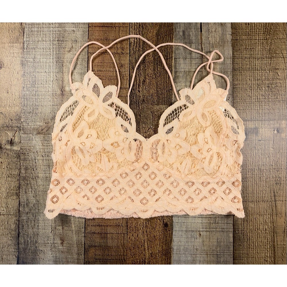 Free People Intimately Lace Bralette XL Electric Nectar Pink Strappy NWT